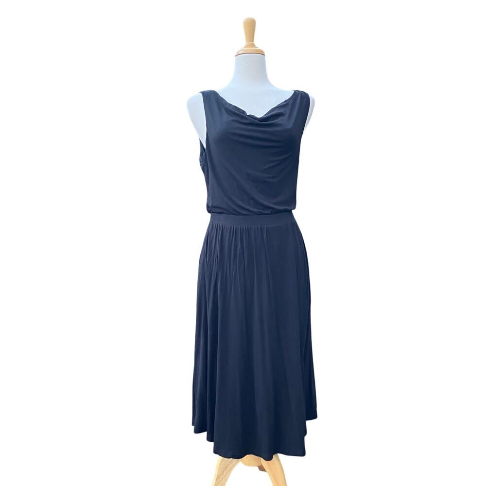 Maeve Anthropologie Dress Sz M Black Sleeveless Cowl Neck Jersey Classic Casual - Picture 2 of 13
